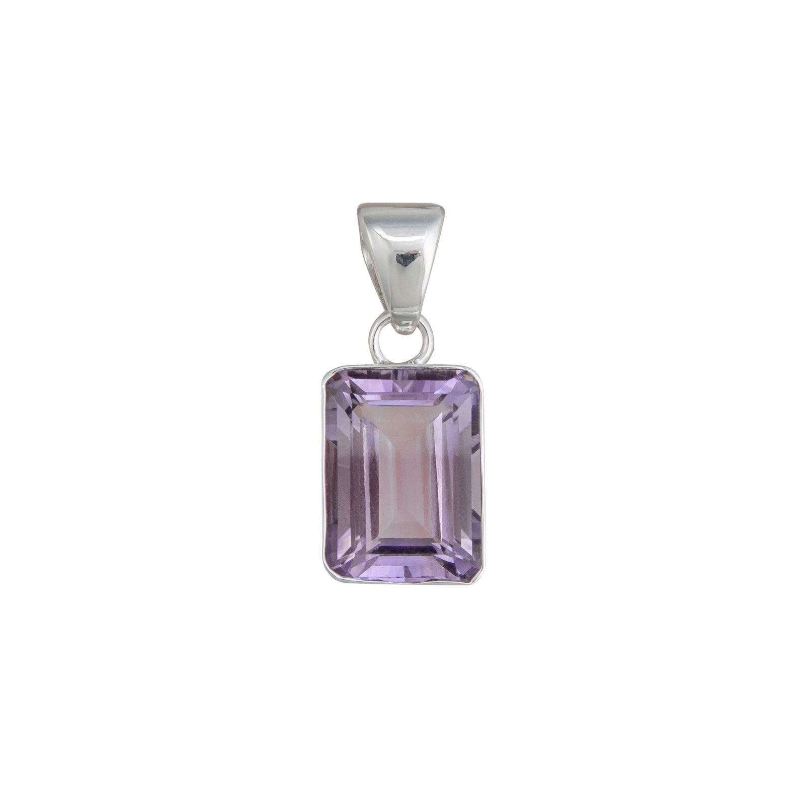 Sterling Silver Amethyst Rectangle Pendant | Charles Albert Jewelry