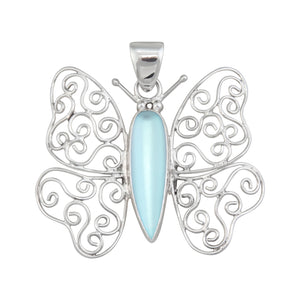 Sterling Silver Luminite Butterfly Pendant | Charles Albert Jewelry