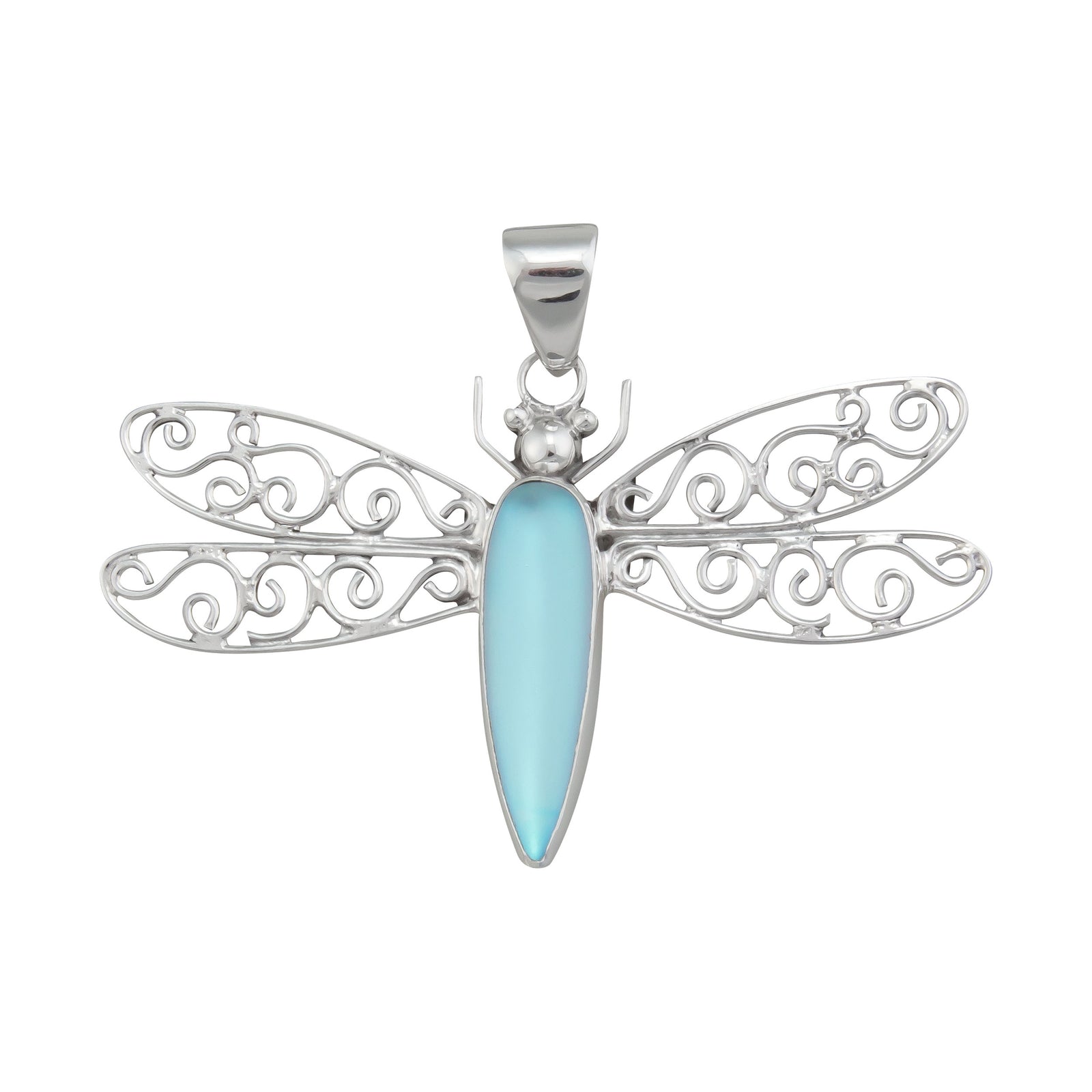 Sterling Silver Luminite Dragonfly Pendant | Charles Albert Jewelry