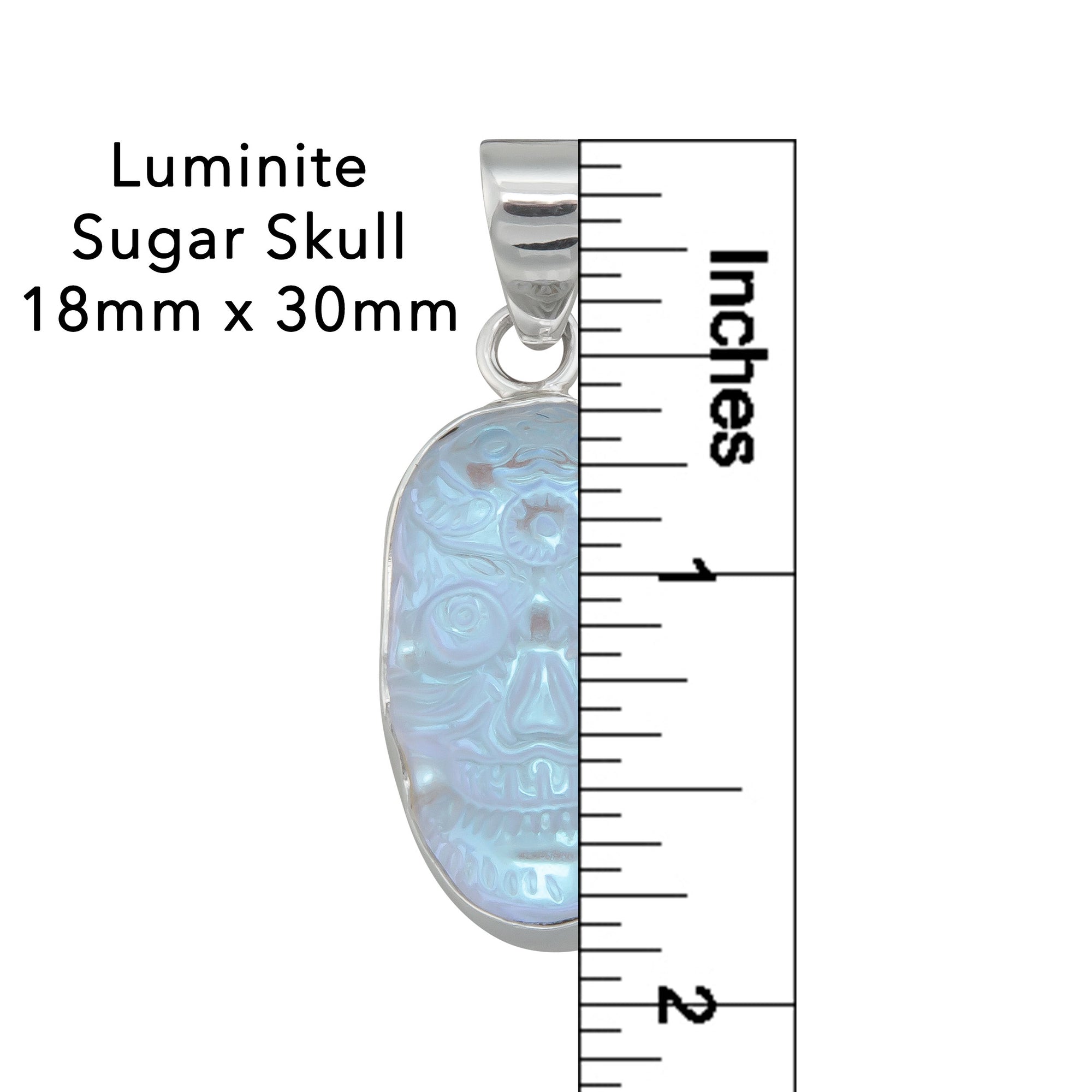 Sterling Silver Sugar Skull Luminite Pendant | Charles Albert Jewelry