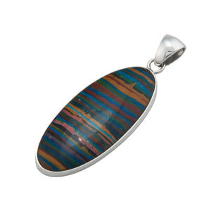Sterling Silver Rainbow Calsilica Elongated Pendant | Charles Albert Jewelry