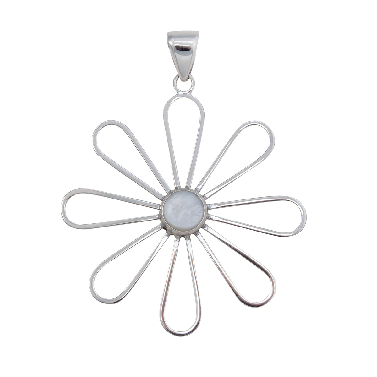 Sterling Silver Mother of Pearl Flower Pendant | Charles Albert Jewelry