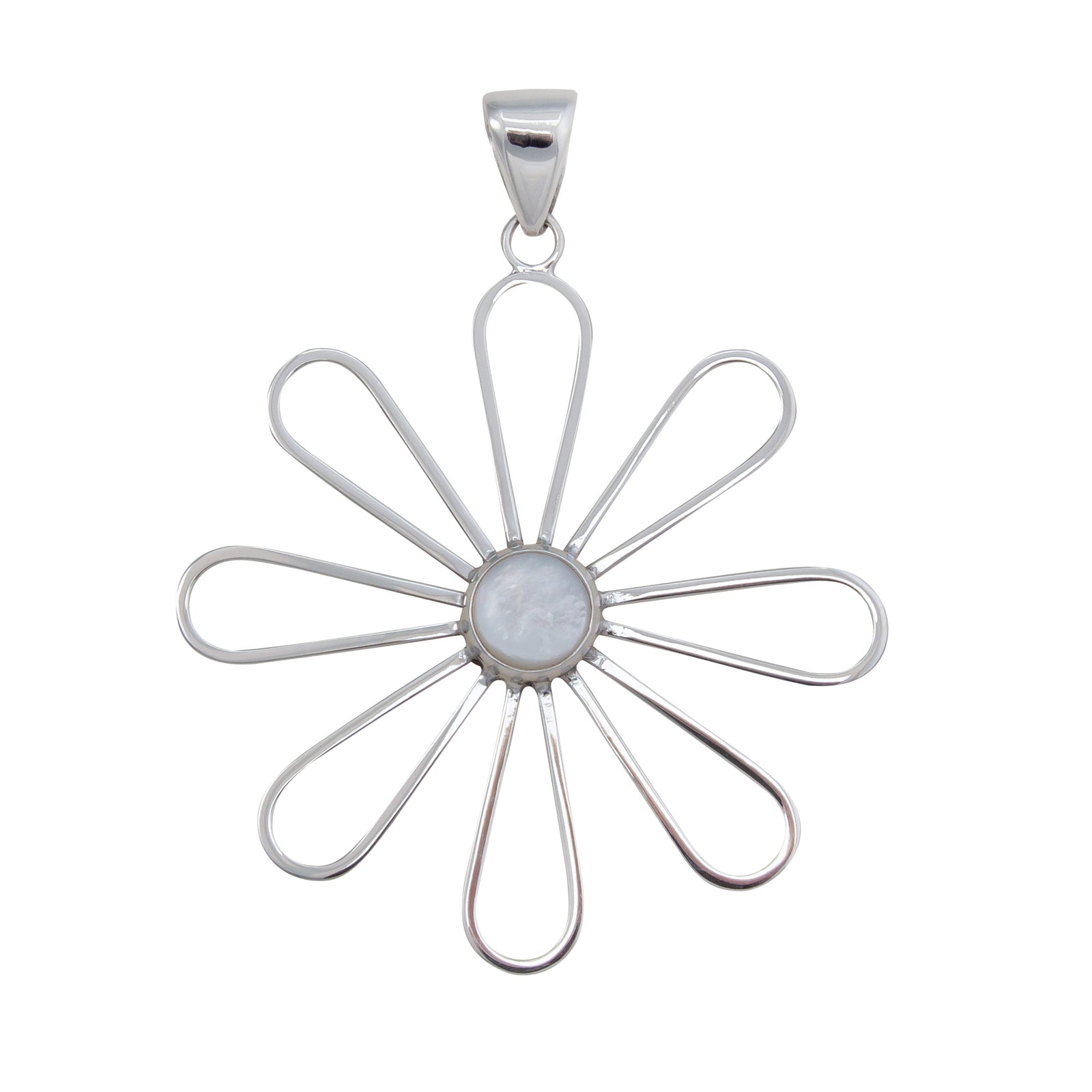 Sterling Silver Mother of Pearl Flower Pendant | Charles Albert Jewelry