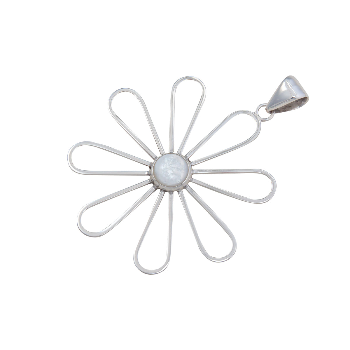 Sterling Silver Mother of Pearl Flower Pendant | Charles Albert Jewelry