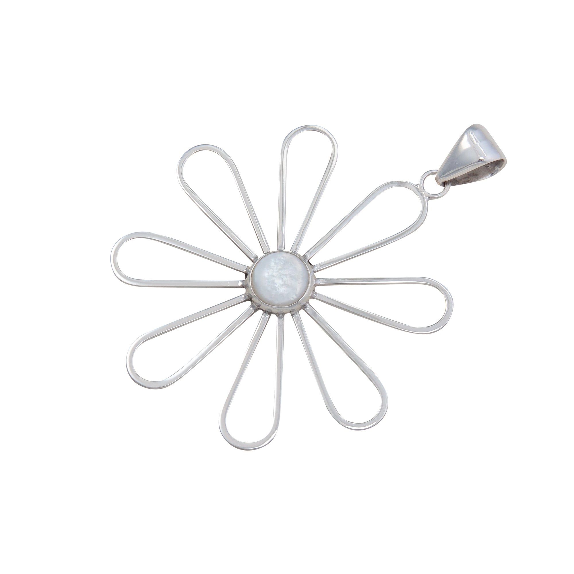 Sterling Silver Mother of Pearl Flower Pendant | Charles Albert Jewelry
