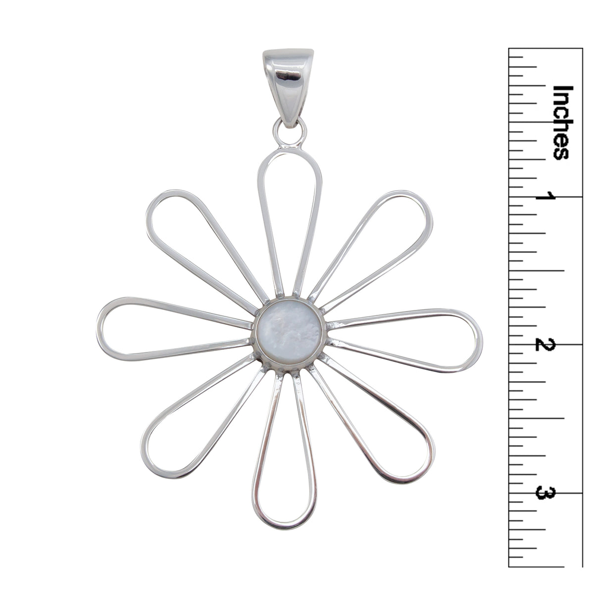 Sterling Silver Mother of Pearl Flower Pendant | Charles Albert Jewelry