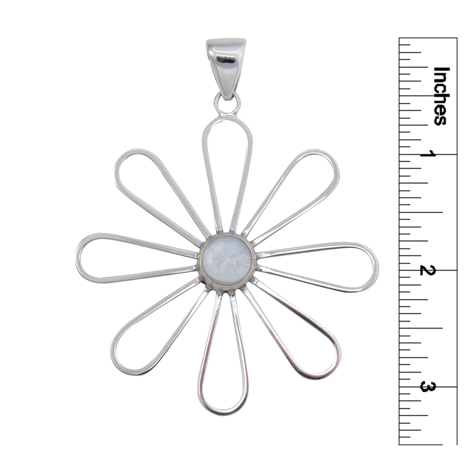 Sterling Silver Mother of Pearl Flower Pendant | Charles Albert Jewelry