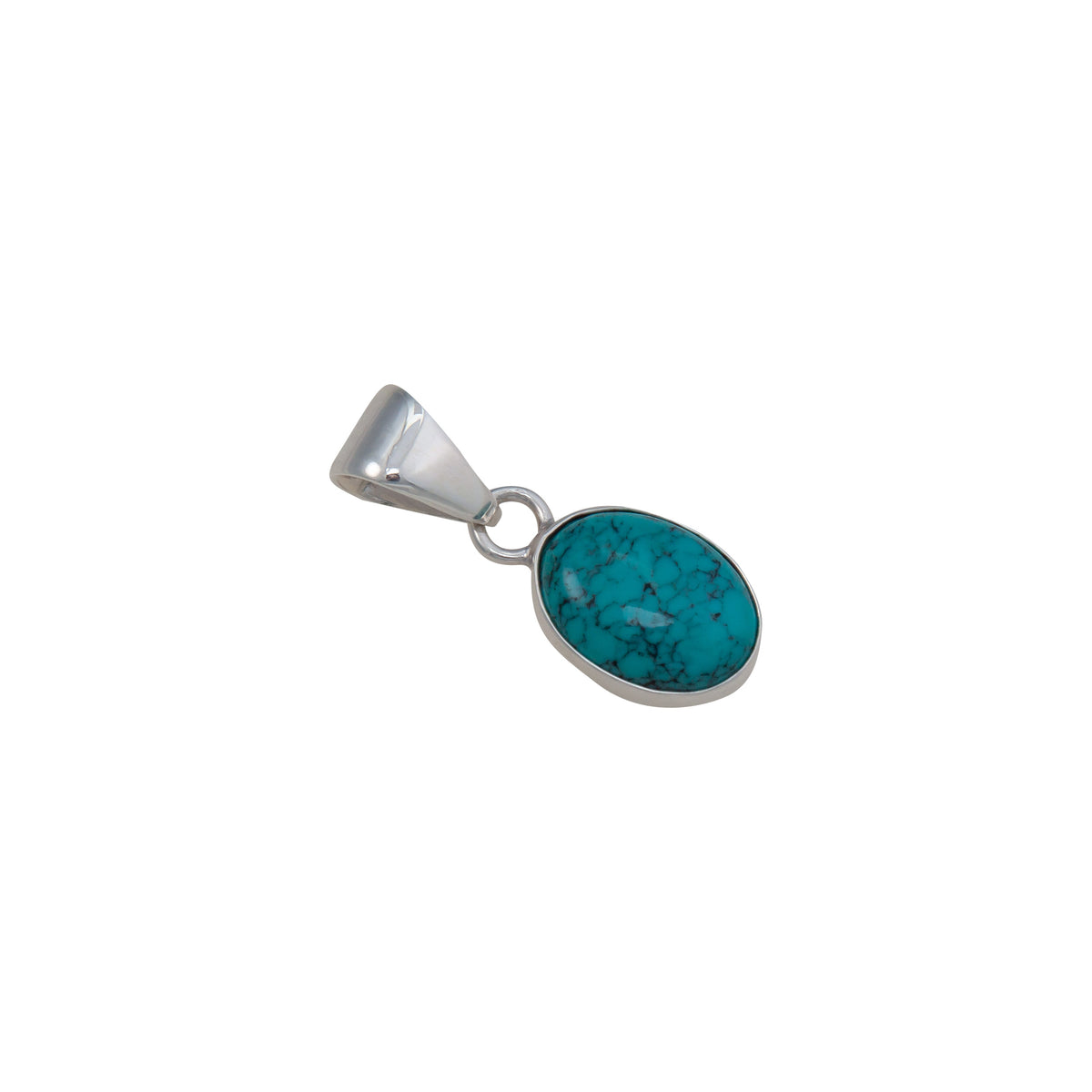Sterling Silver Turquoise Oval Petite Pendant | Charles Albert Jewelry