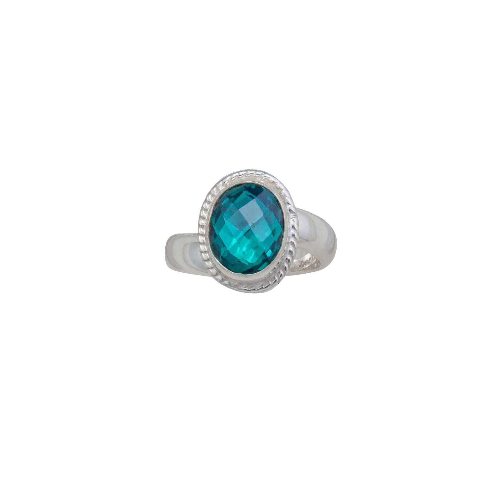 Sterling Silver Chrome Dioptase Rope Adjustable Ring | Charles Albert Jewelry