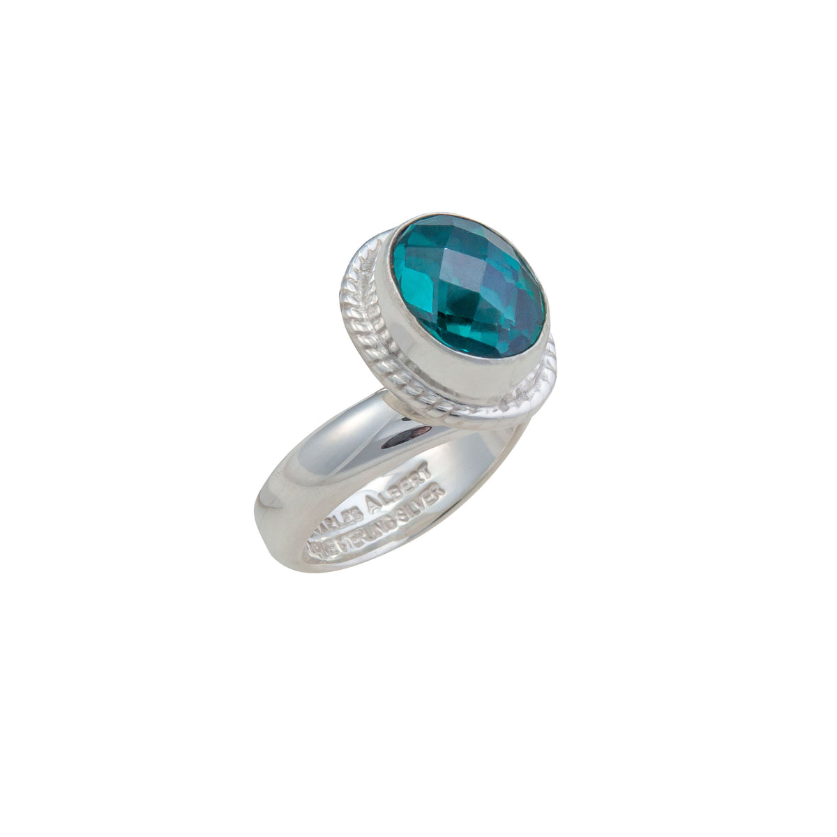 Sterling Silver Chrome Dioptase Rope Adjustable Ring | Charles Albert Jewelry
