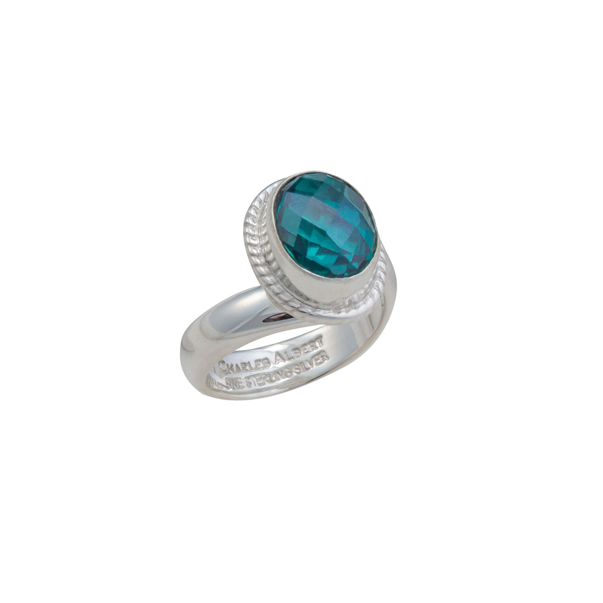 Sterling Silver Chrome Dioptase Rope Adjustable Ring | Charles Albert Jewelry