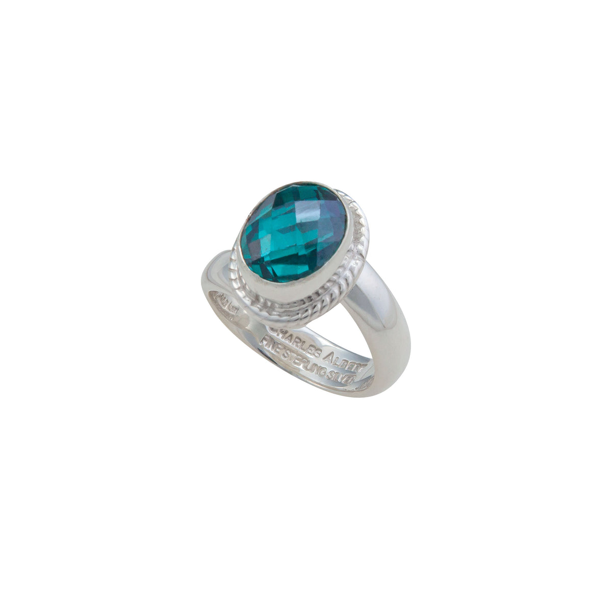 Sterling Silver Chrome Dioptase Rope Adjustable Ring | Charles Albert Jewelry