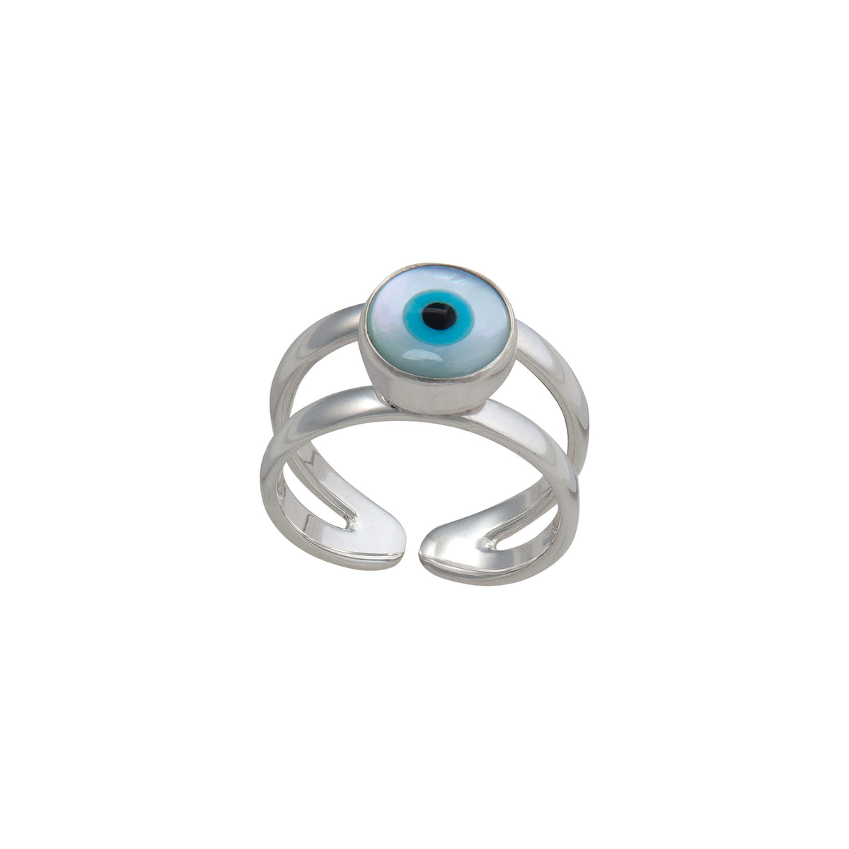 Sterling Silver Evil Eye Round Cuff Ring | Charles Albert Jewelry