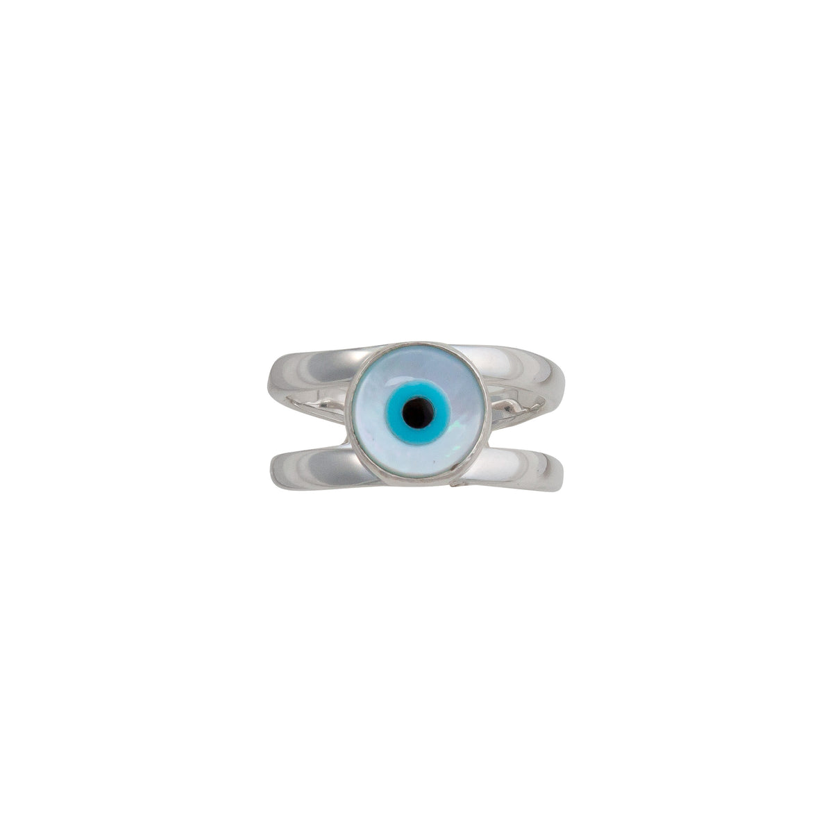 Sterling Silver Evil Eye Round Cuff Ring | Charles Albert Jewelry