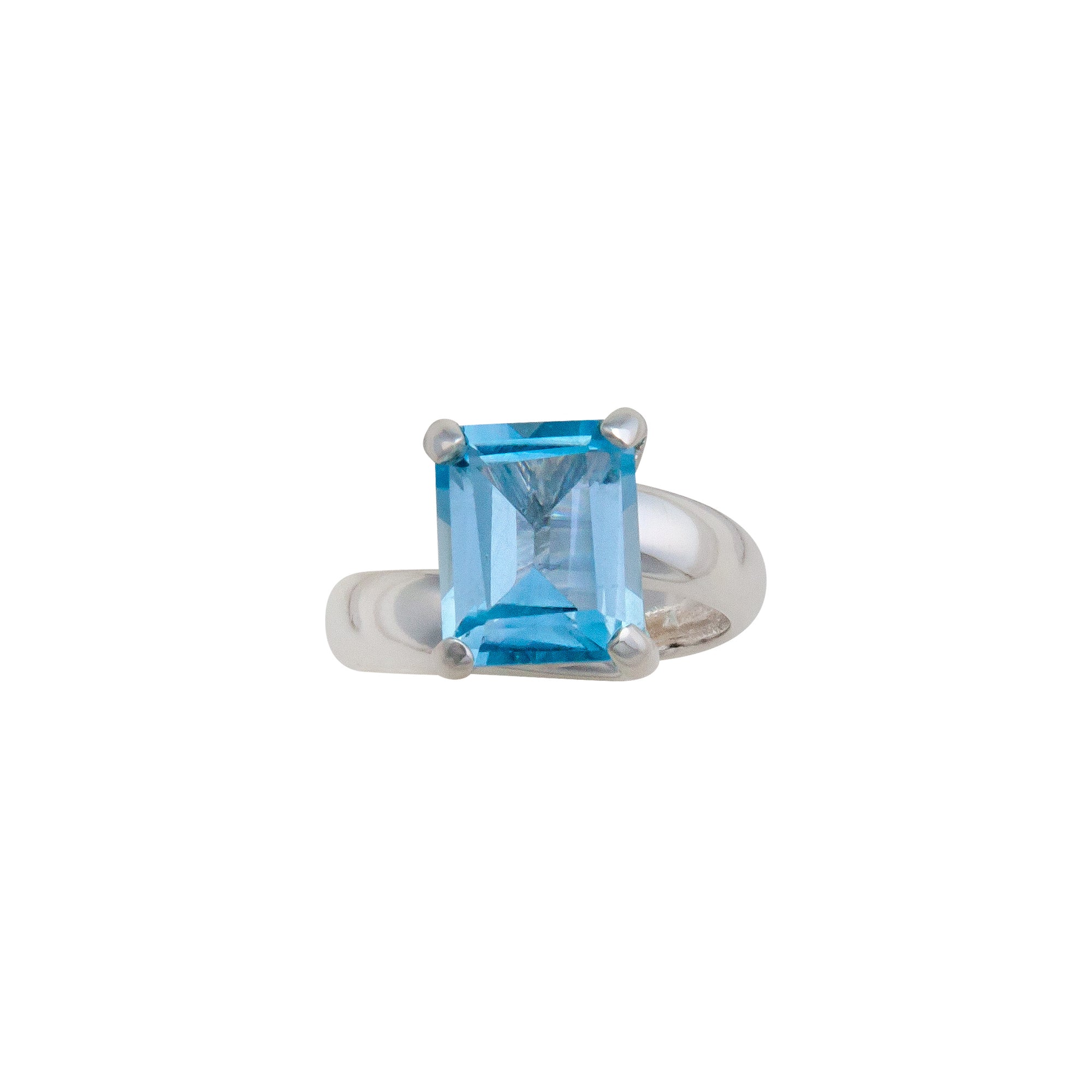 Sterling Silver Blue Topaz Petite Prong Set Adjustable Ring | Charles Albert Jewelry