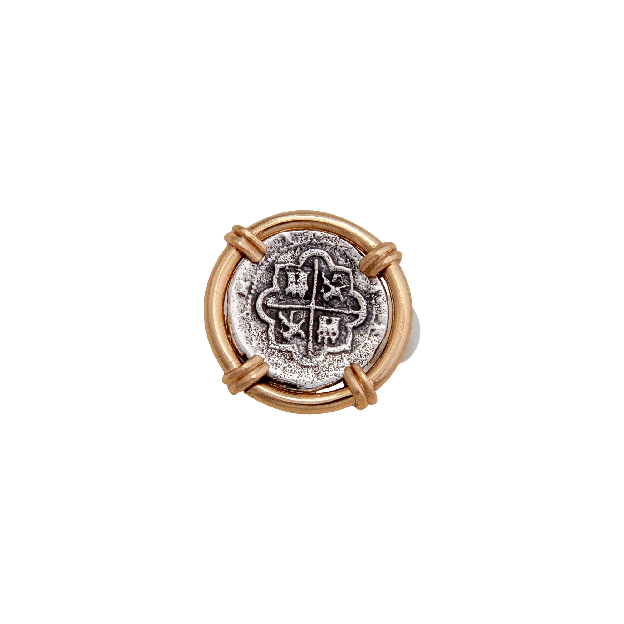Sterling Silver and Alchemia Spanish Coin Prong Set Adjustable Ring | Charles Albert Jewelry