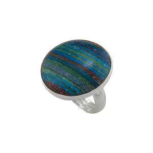 Sterling Silver Rainbow Calsilica Round Adjustable Ring | Charles Albert Jewelry