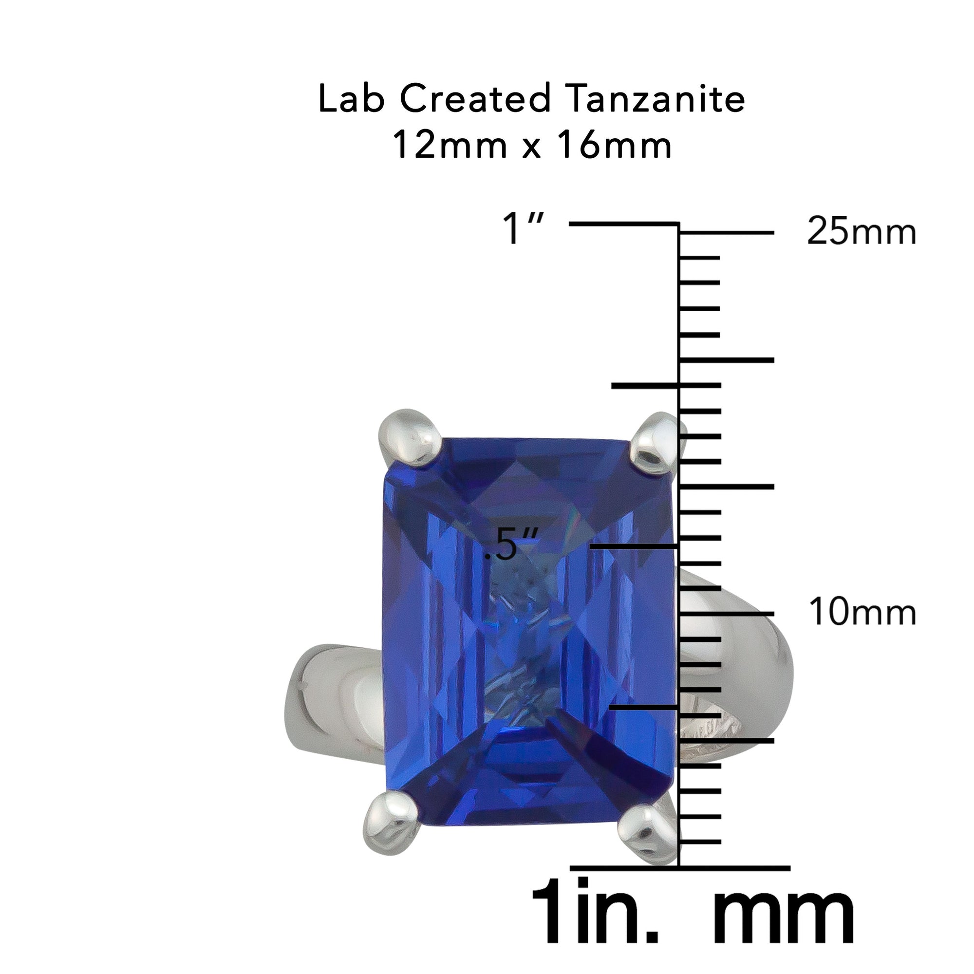 Sterling Silver Lab Created Tanzanite Rectangular Prong Set Ring | Charles Albert Jewelry