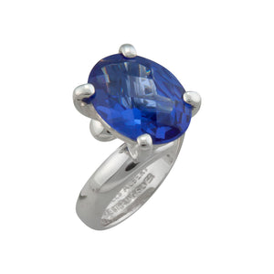 Sterling Silver Lab Created Tanzanite Oval Prong Set Ring | Charles Albert Jewelry
