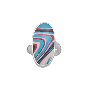 Sterling Silver Fordite Oval Adjustable Ring | Charles Albert Jewelry