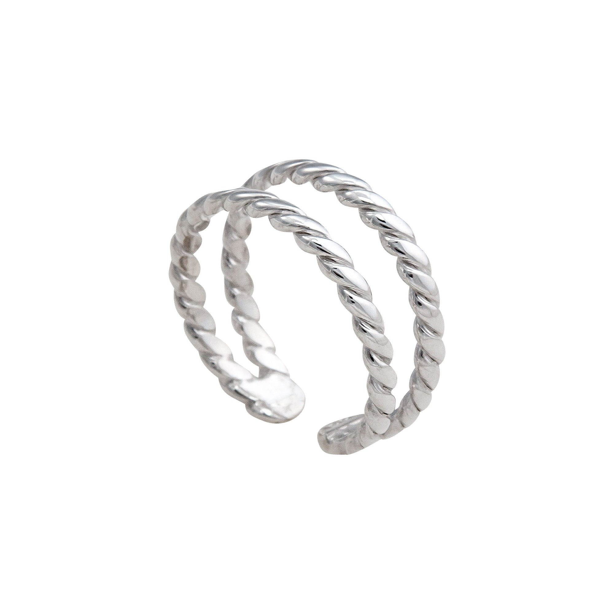 Sterling Silver Double Twisted Adjustable Cuff Ring | Charles Albert Jewelry