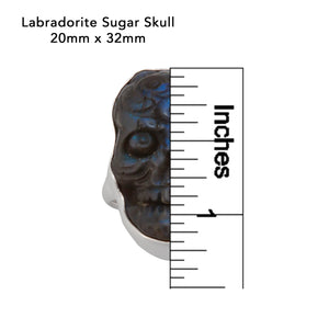 Sterling Silver Labradorite Sugar Skull Adjustable Ring