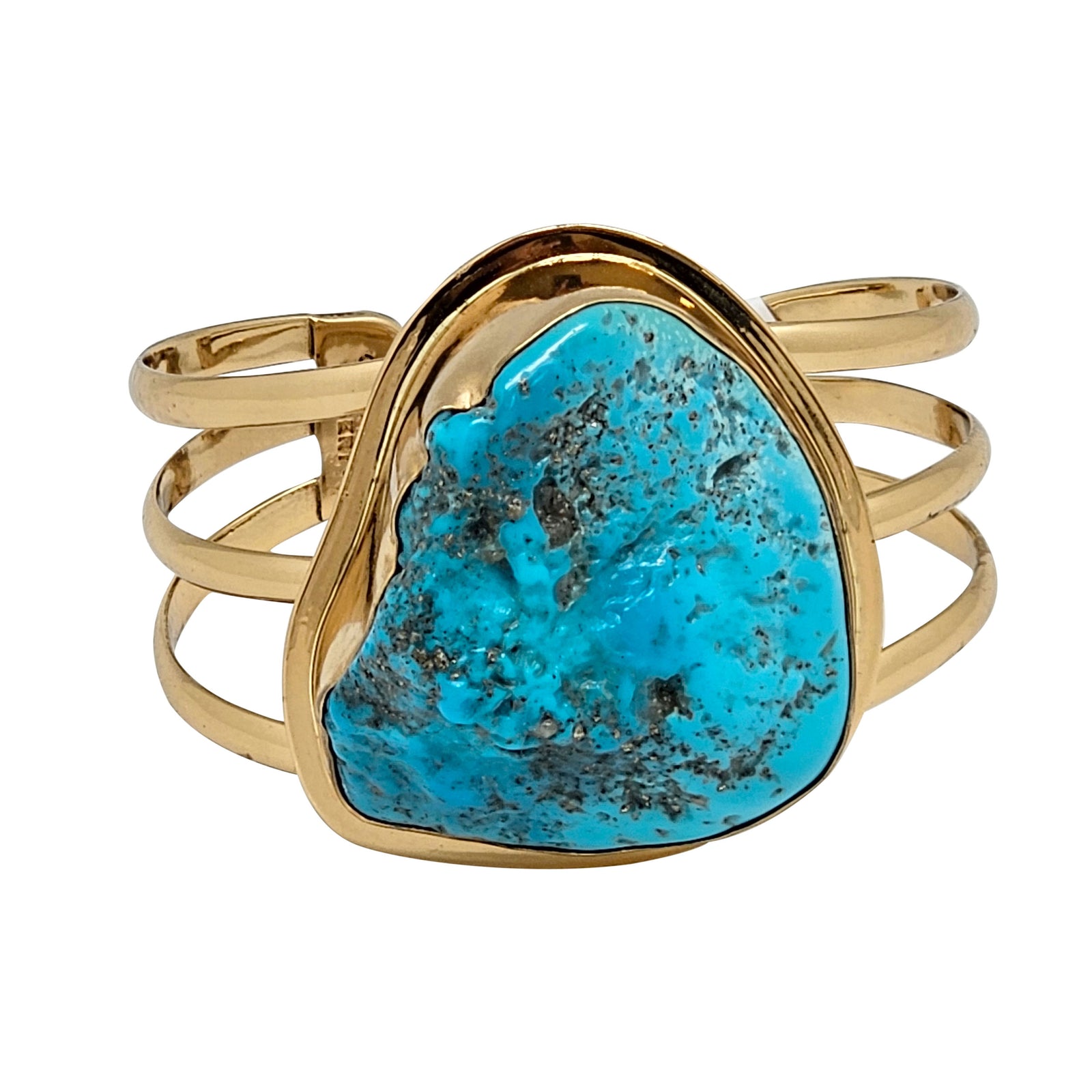 Alchemia Sleeping Beauty Turquoise Multi Band Cuff with Detailed Edge | Charles Albert Jewelry