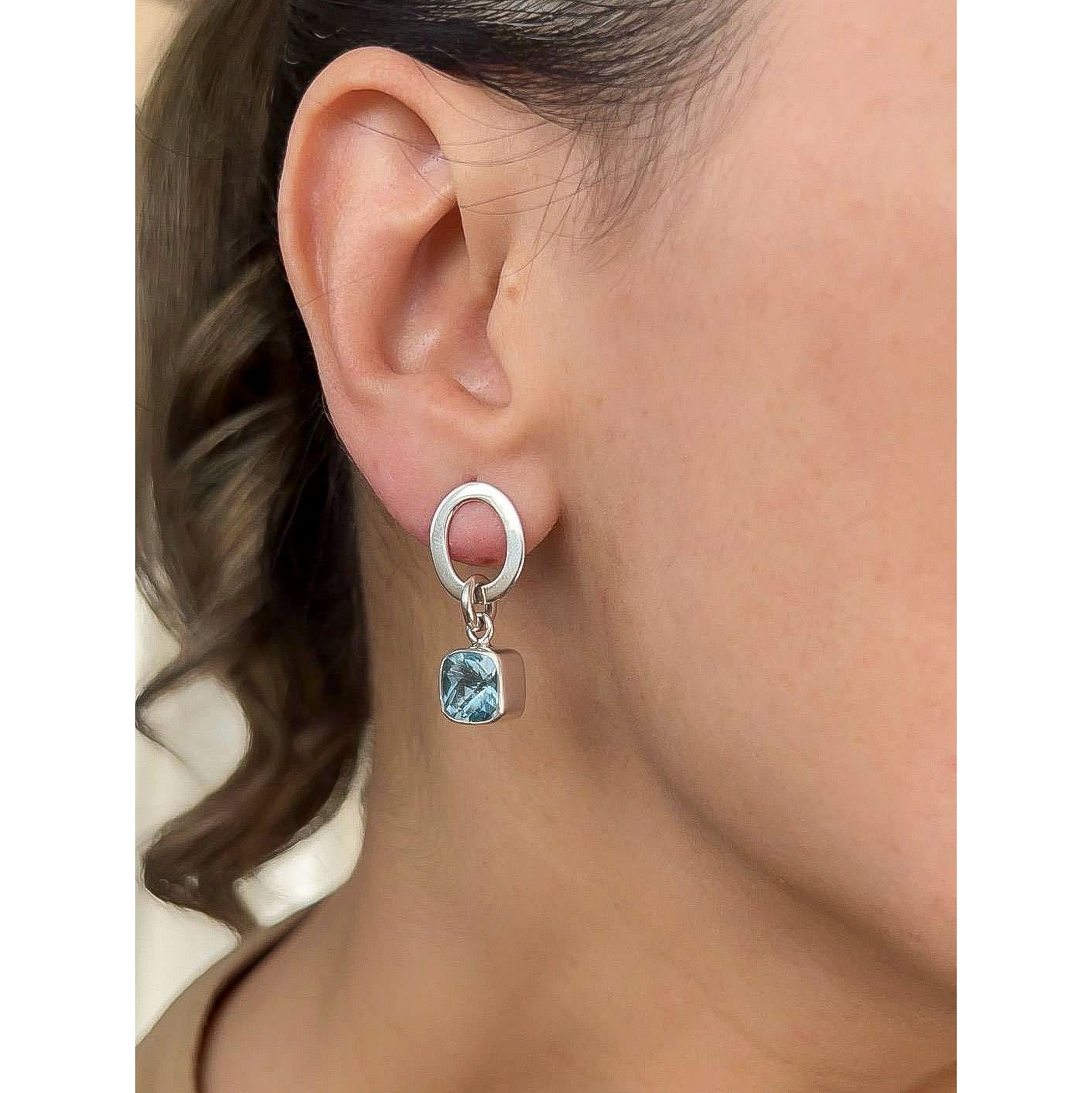 Sterling Silver Blue Topaz Round Post Earrings | Charles Albert Jewelry