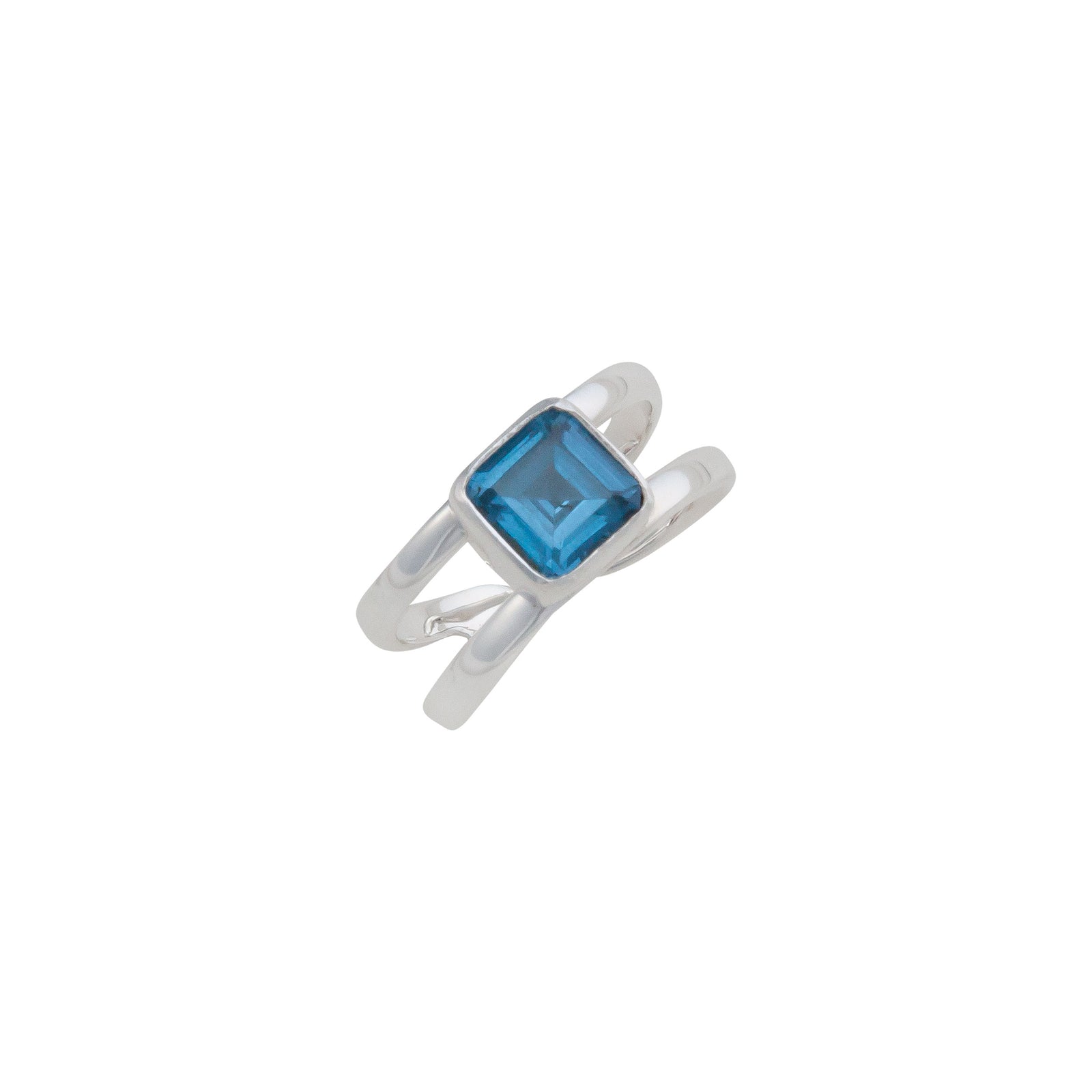 Sterling Silver Blue Zircon Adjustable Cuff Ring | Charles Albert Jewelry