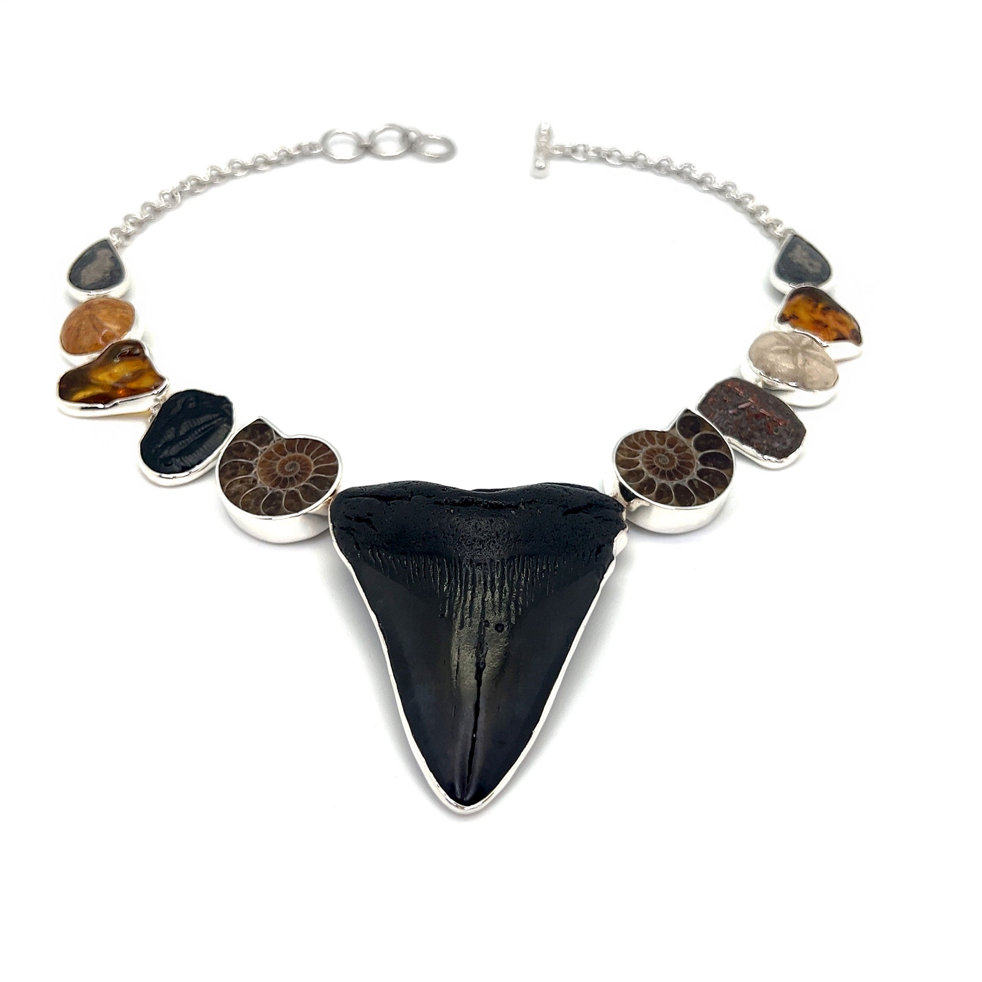 Sterling Silver Multi-Fossil Statement Necklace | Charles Albert Jewelry