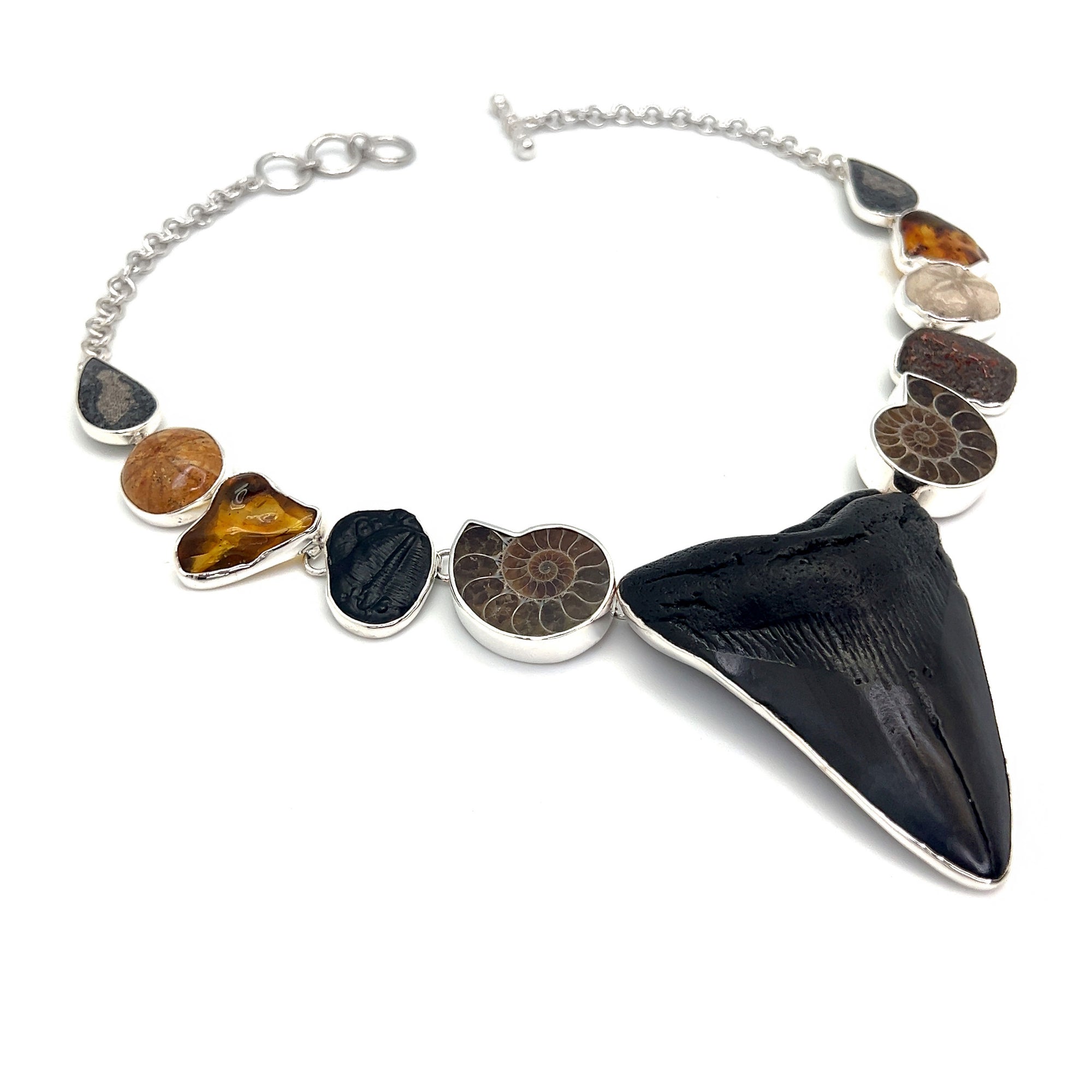 Sterling Silver Multi-Fossil Statement Necklace | Charles Albert Jewelry