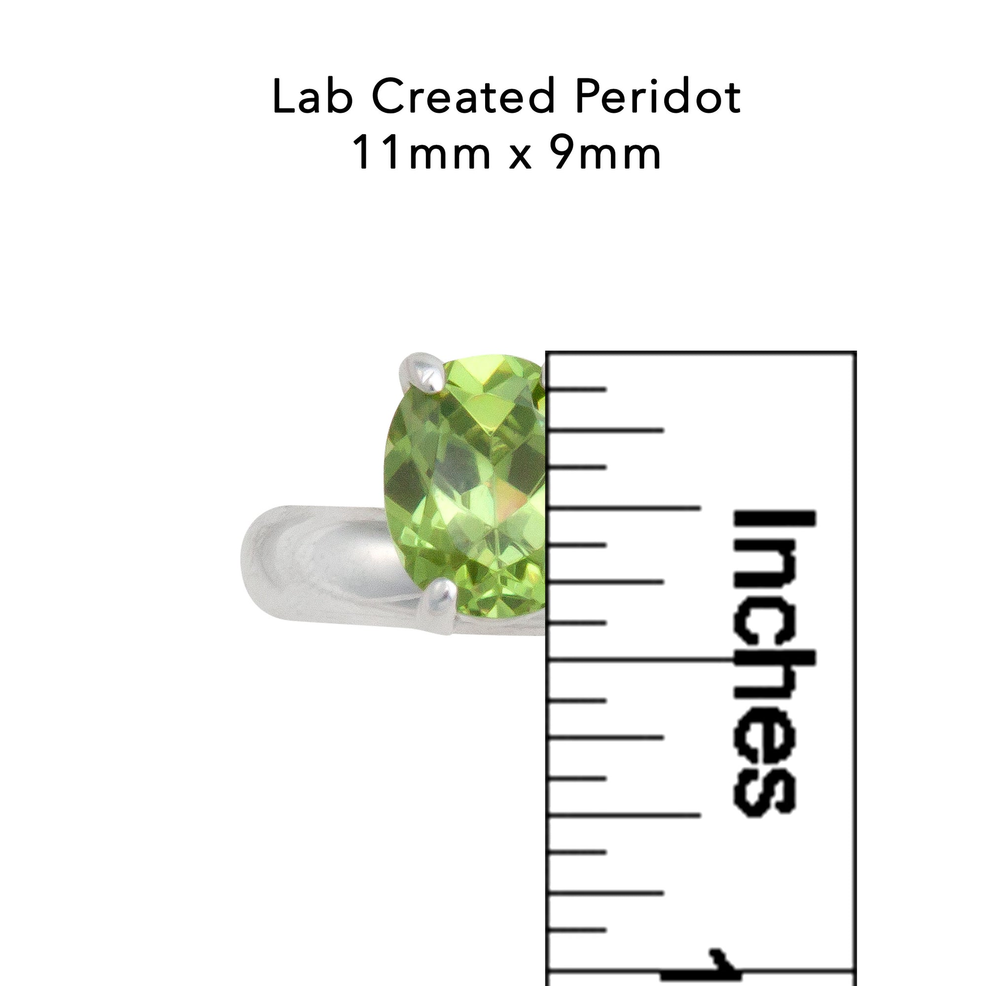Sterling Silver Lab Created Peridot Oval Prong Set Adjustable Ring | Charles Albert Jewelry