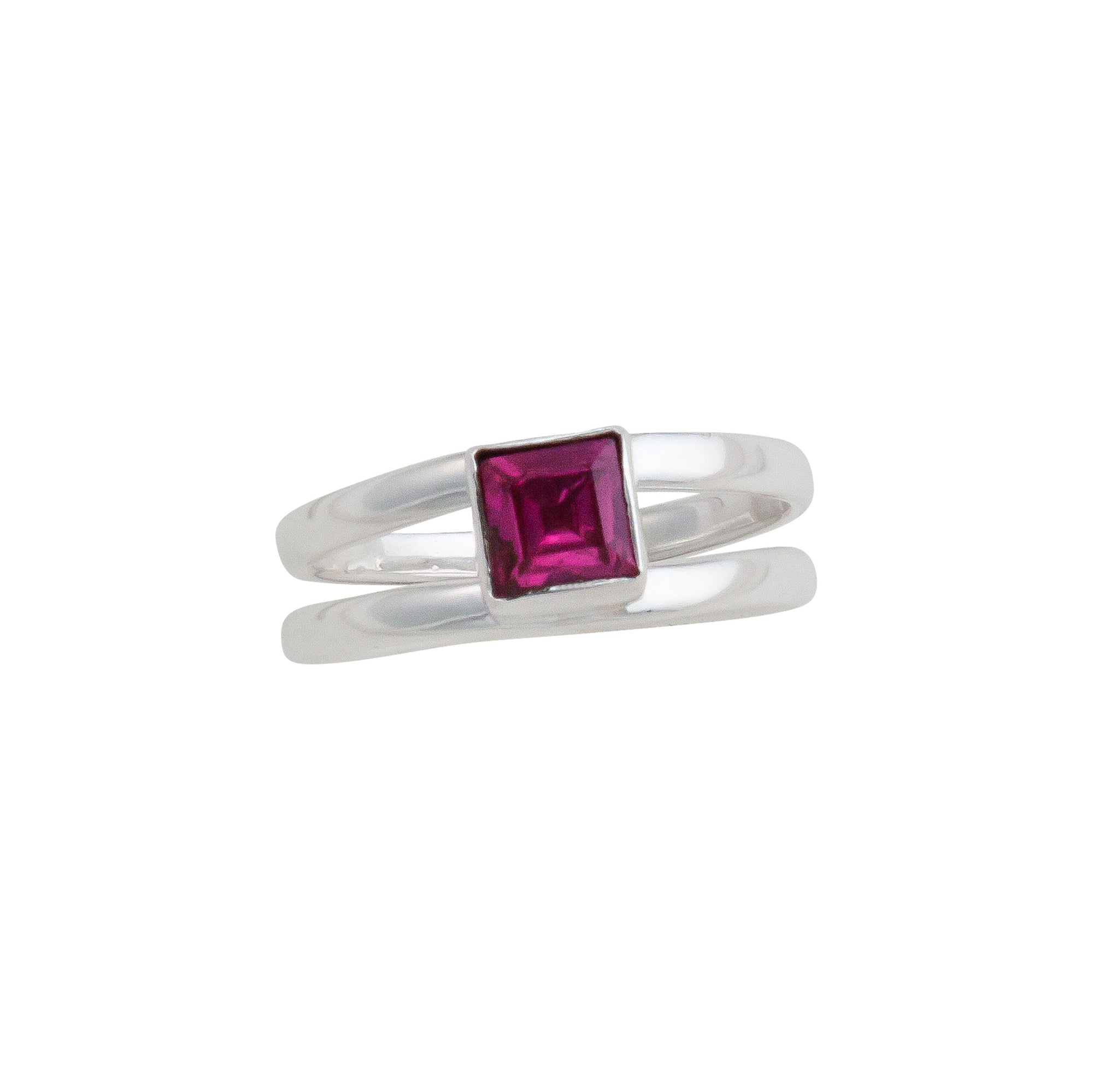 Sterling Silver Lab Created Ruby Adjustable Cuff Ring | Charles Albert Jewelry
