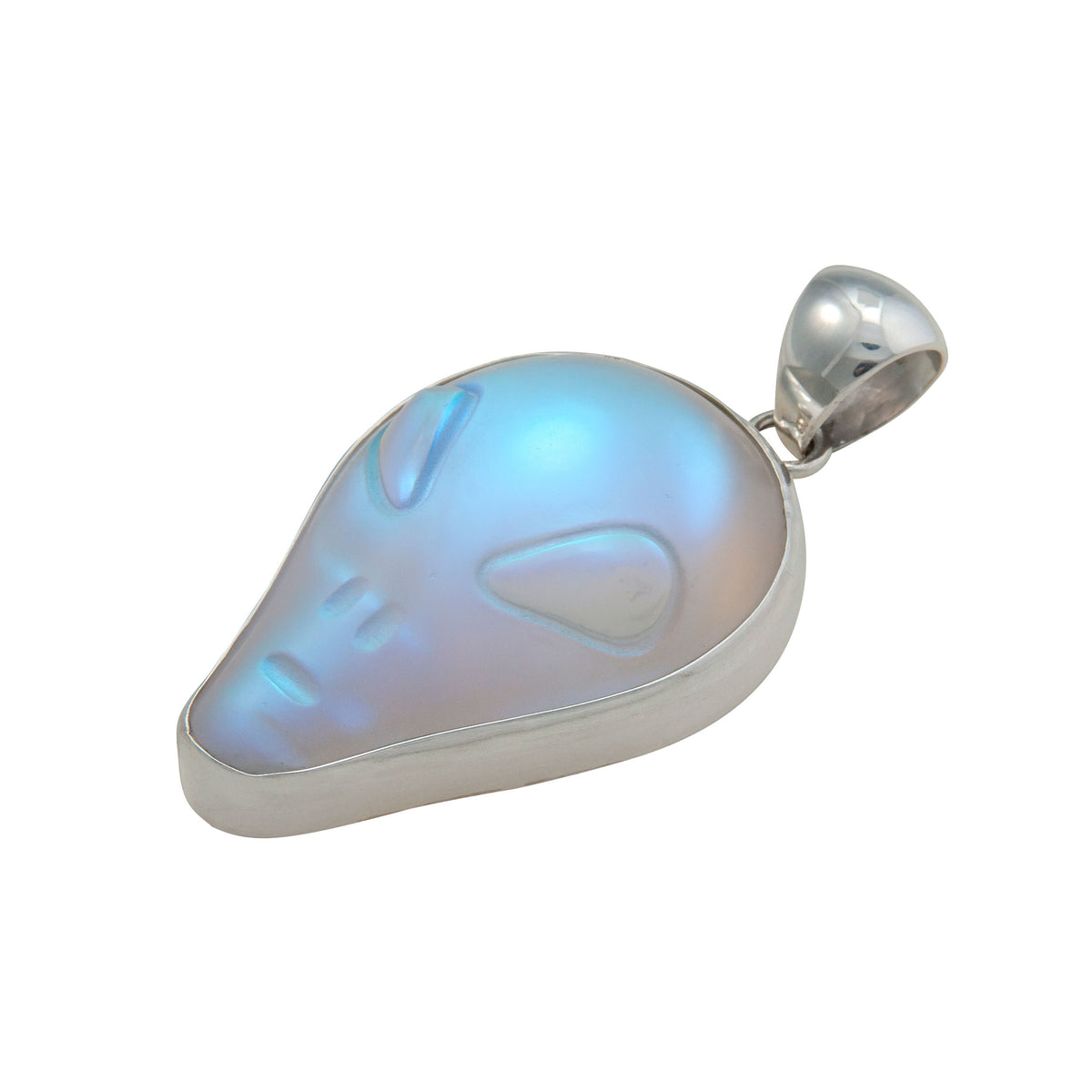 Sterling Silver Luminite Alien Head Pendant | Charles Albert Jewelry