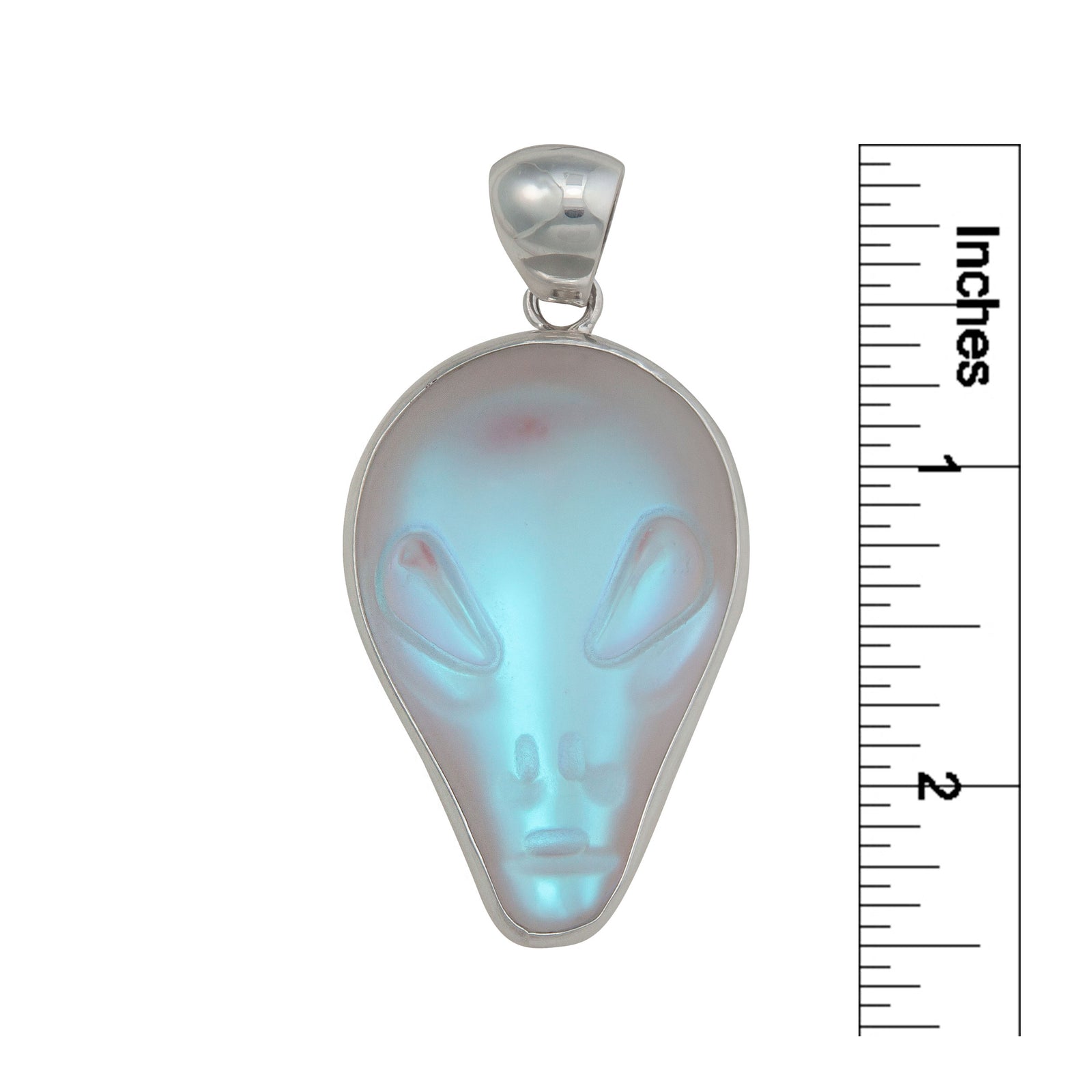 Sterling Silver Luminite Alien Head Pendant | Charles Albert Jewelry
