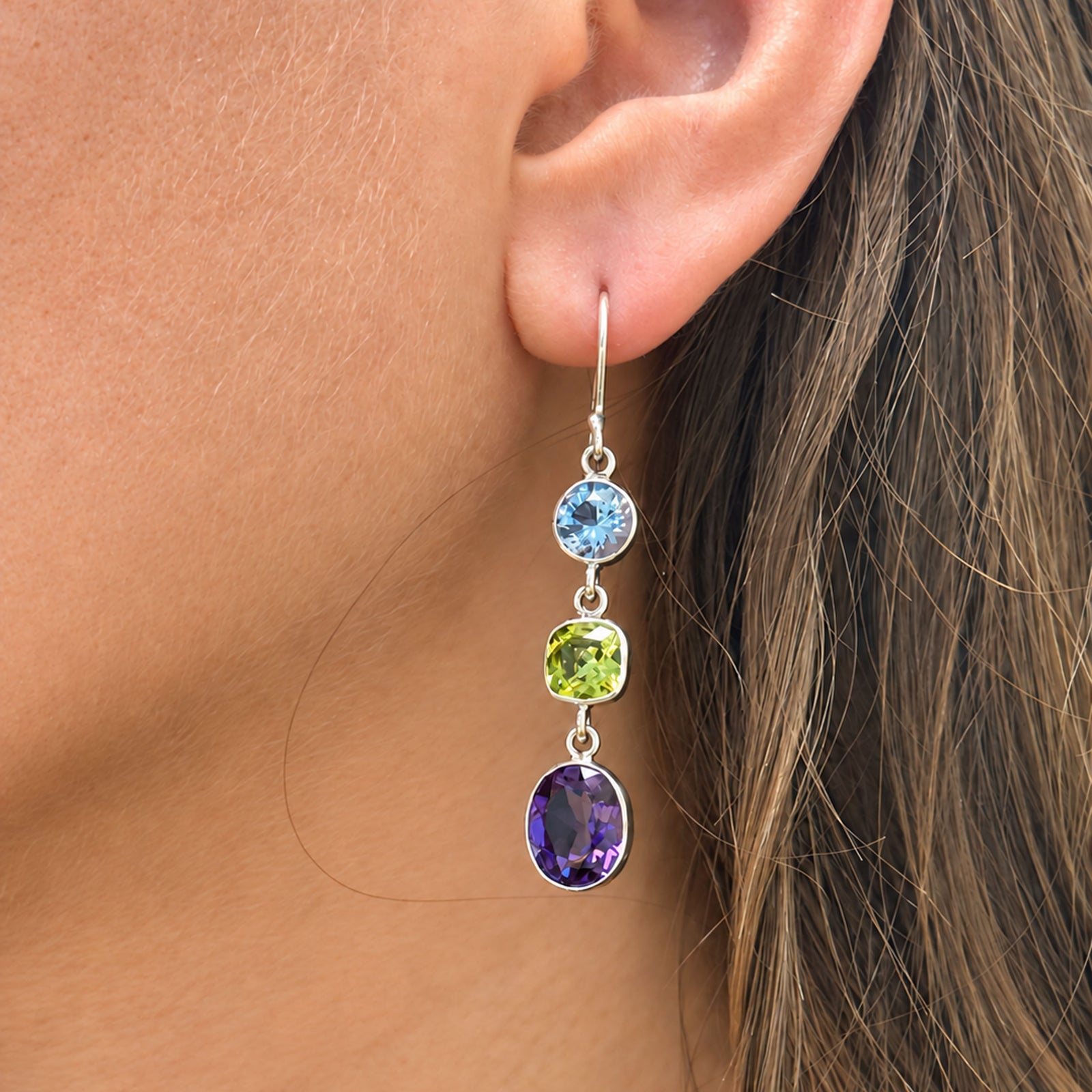 Sterling Silver Multi-Gemstone Drop Earrings | Charles Albert Jewelry