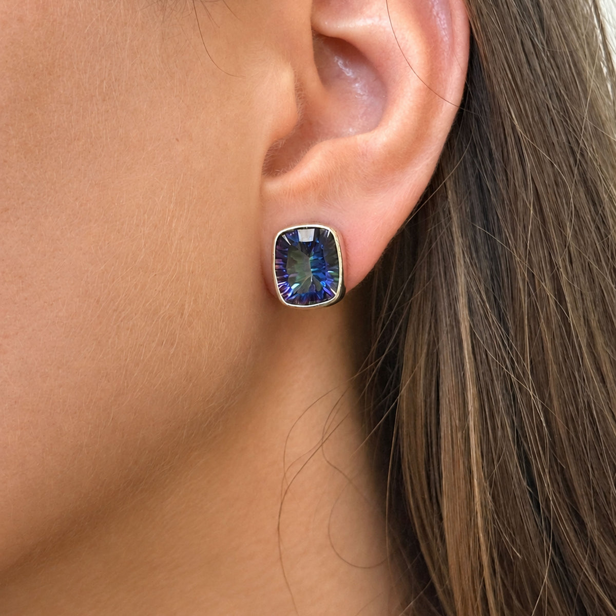 Sterling Silver Rectangle Mystic Quartz Post Earrings | Charles Albert Jewelry