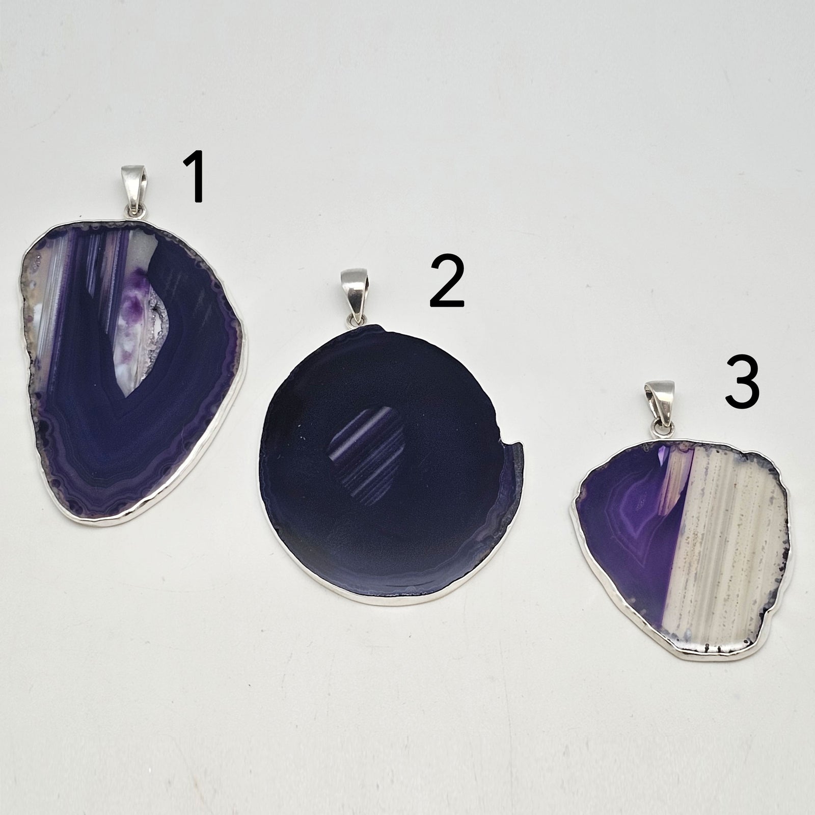 Sterling Silver Purple Agate Slice Pendant | Charles Albert Jewelry