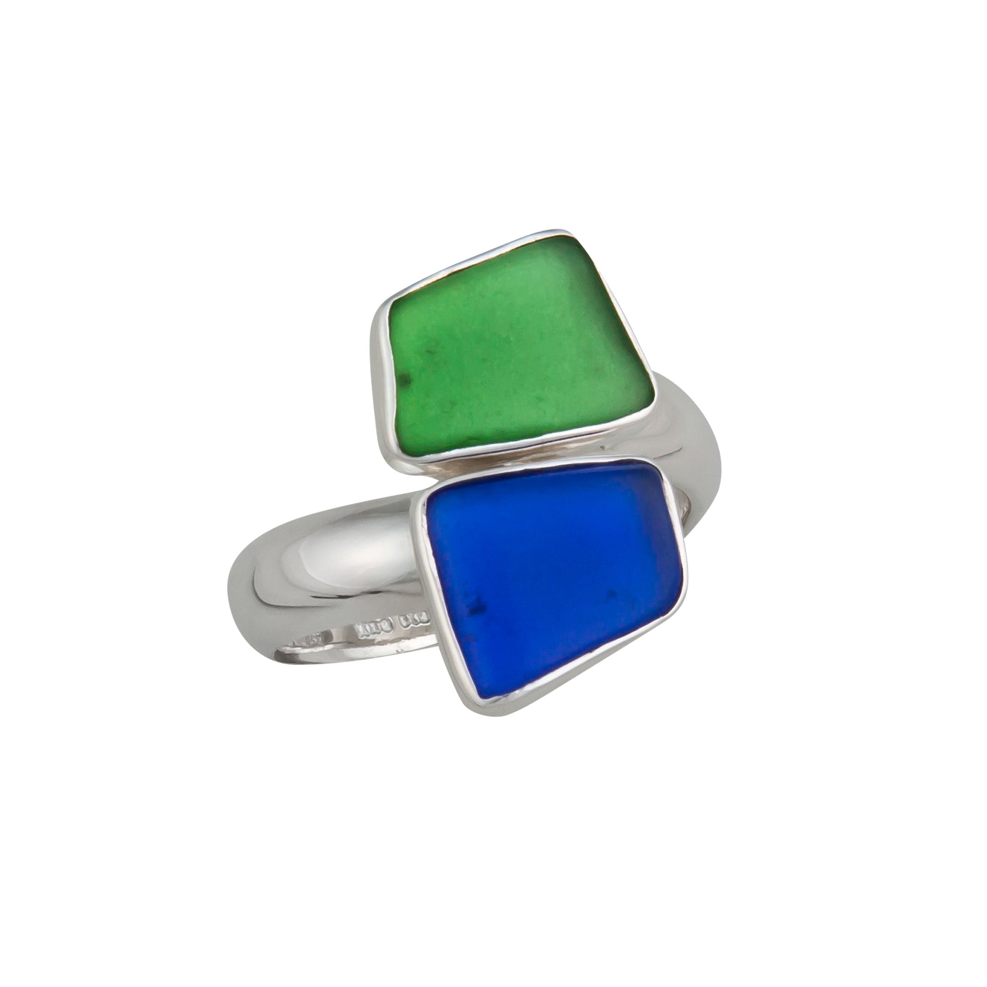 Sterling Silver Recycled Glass Bypass Adjustable Ring | Charles Albert Jewelry