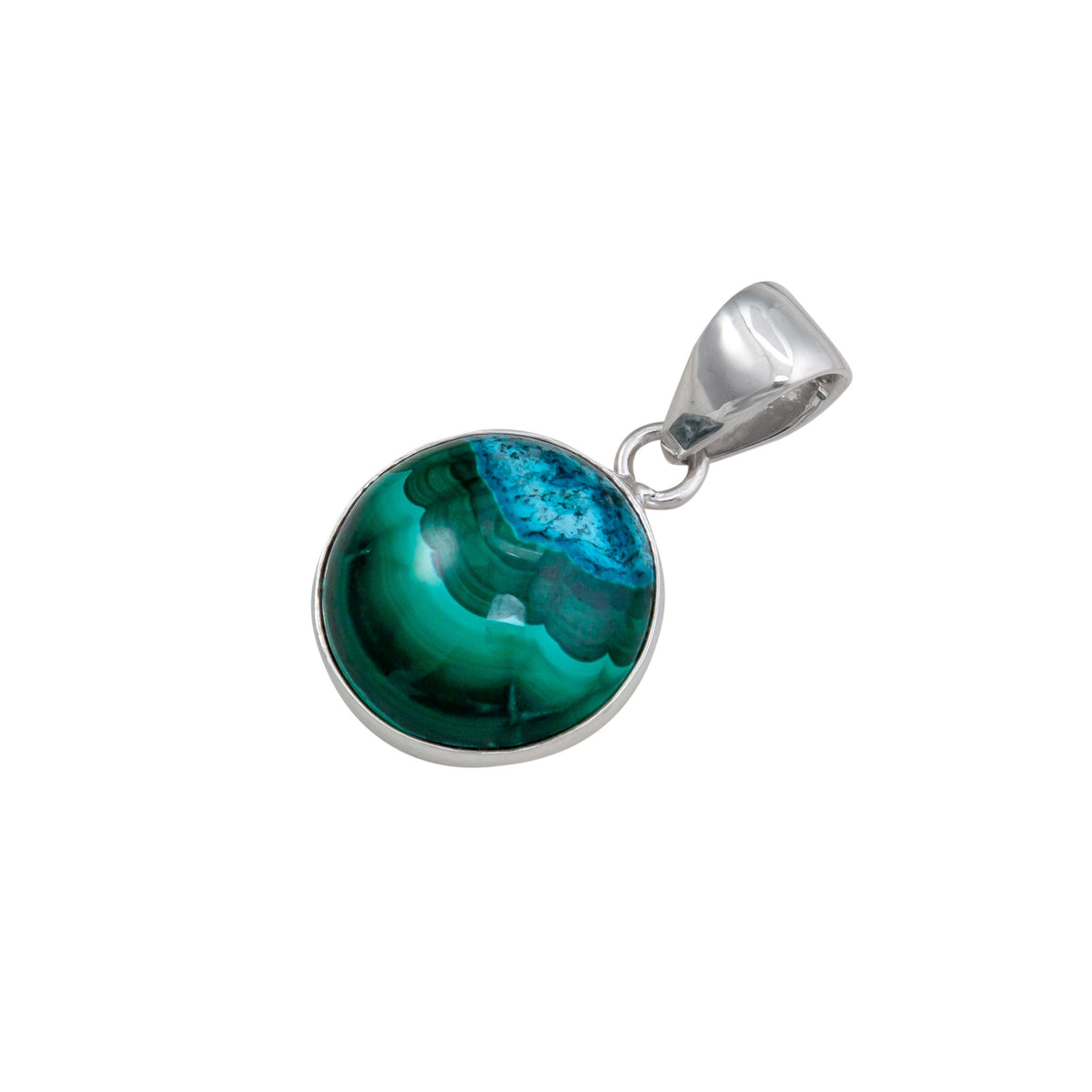 Sterling Silver Shattuckite Round Pendant | Charles Albert Jewelry