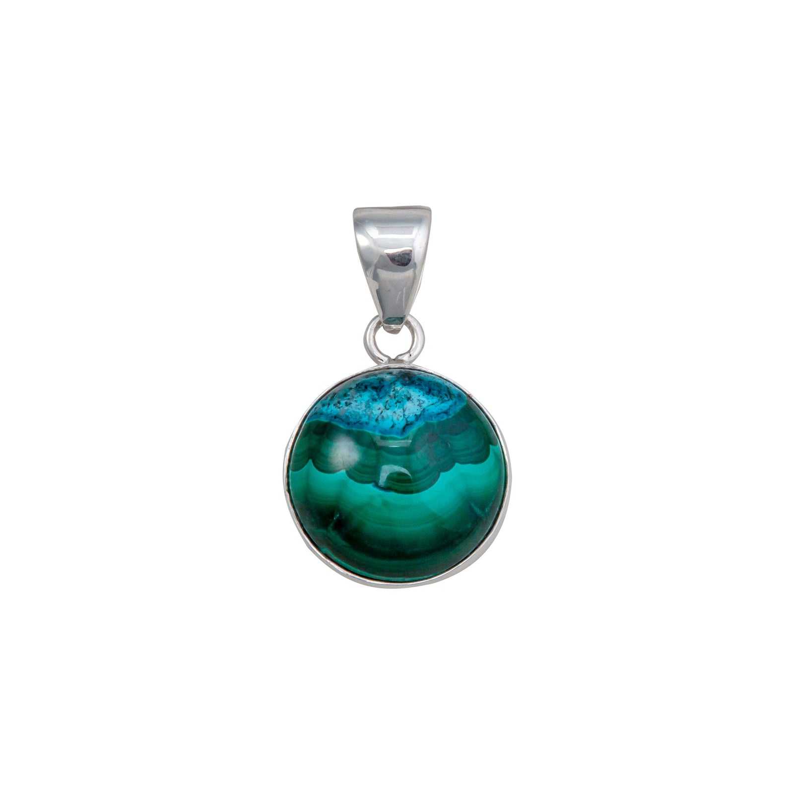 Sterling Silver Shattuckite Round Pendant | Charles Albert Jewelry