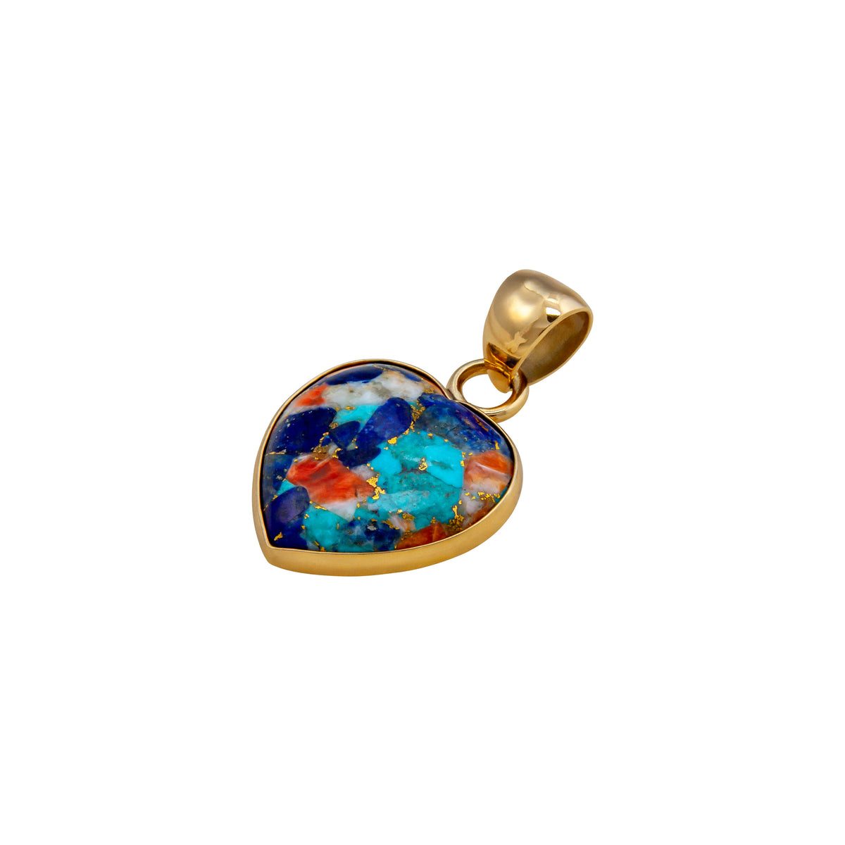 Alchemia Turquoise, Lapis Lazuli and Spiny Oyster Heart Pendant | Charles Albert Jewelry