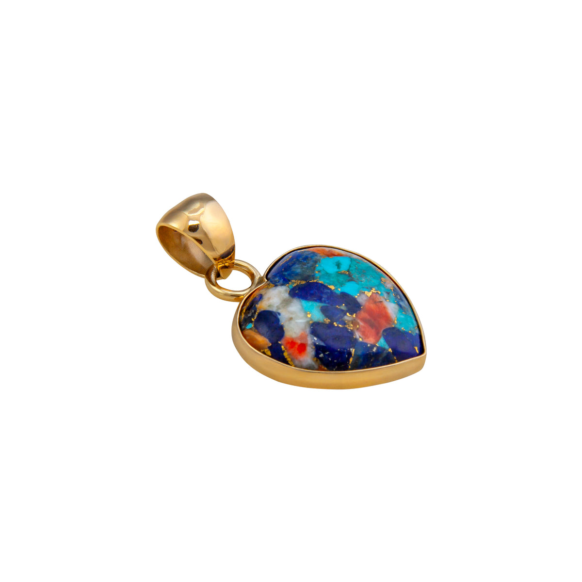 Alchemia Turquoise, Lapis Lazuli and Spiny Oyster Heart Pendant | Charles Albert Jewelry