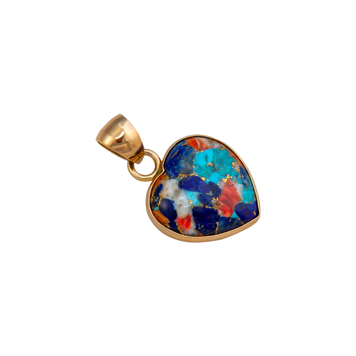 Alchemia Turquoise, Lapis Lazuli and Spiny Oyster Heart Pendant | Charles Albert Jewelry