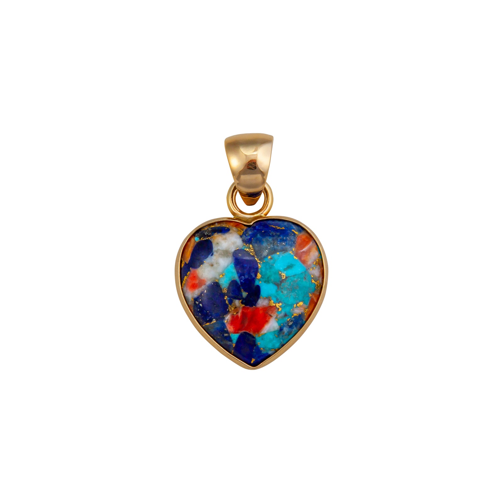 Alchemia Turquoise, Lapis Lazuli and Spiny Oyster Heart Pendant | Charles Albert Jewelry