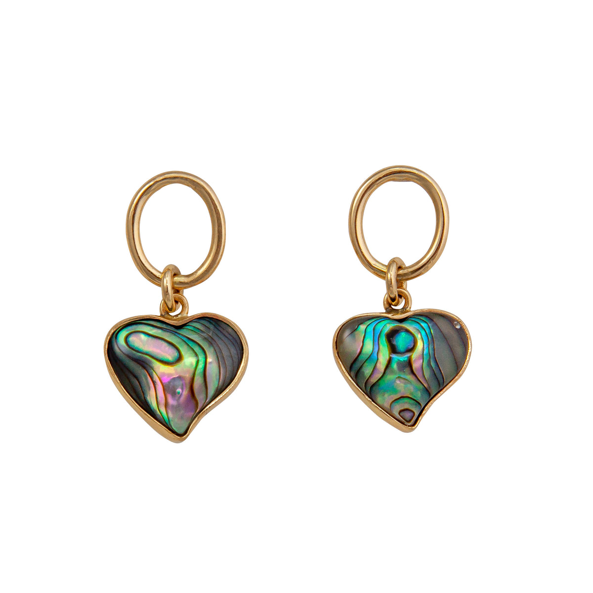 Alchemia Green Abalone Heart Round Post Earrings | Charles Albert Jewelry