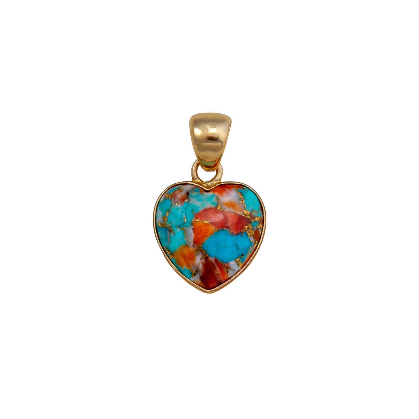 Alchemia Turquoise and Spiny Oyster Petite Heart Pendant | Charles Albert Jewelry