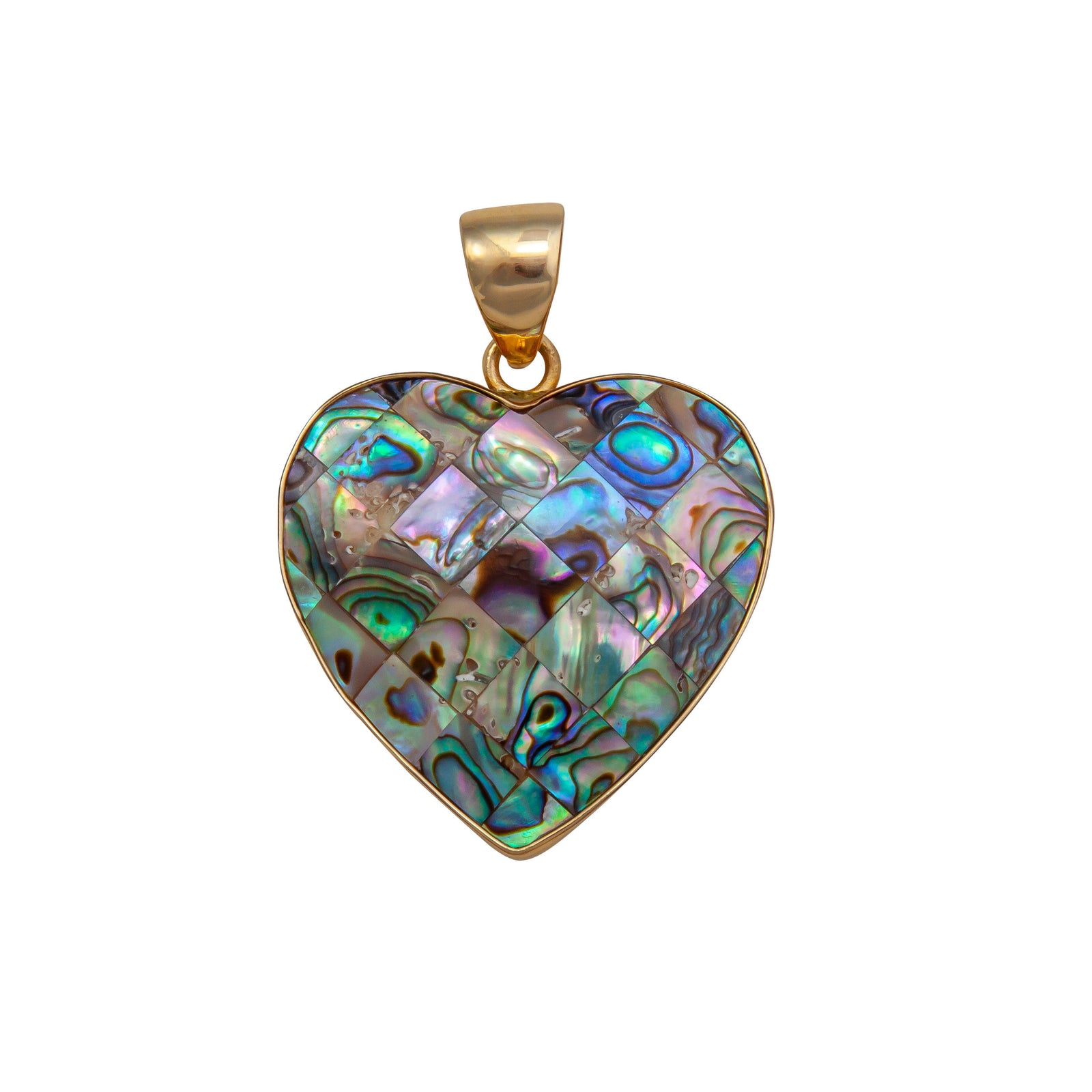 Alchemia Natural Abalone Checkerboard Cut Heart Pendant | Charles Albert Jewelry