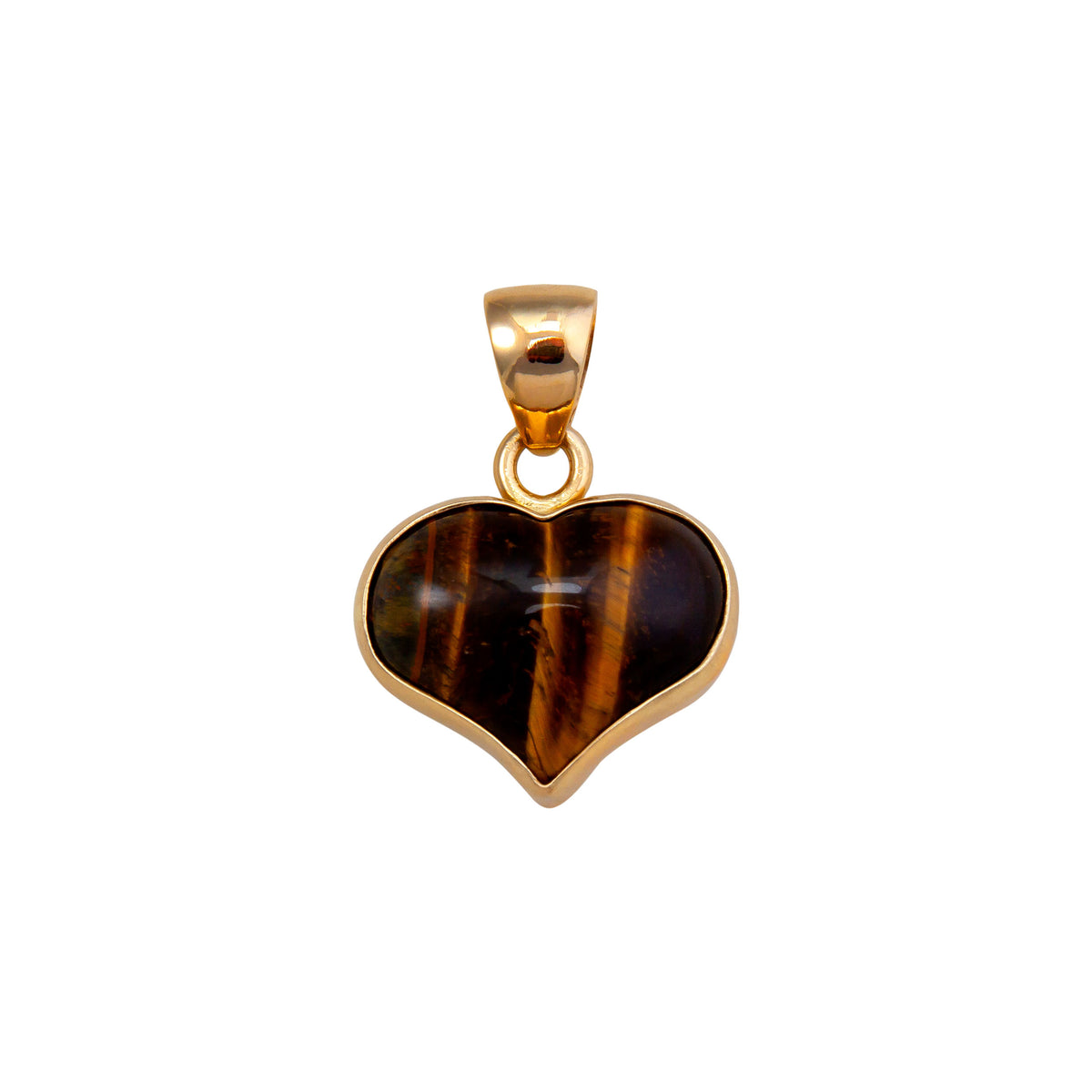 Alchemia Tiger Eye Deep Carved Heart Pendant | Charles Albert Jewelry