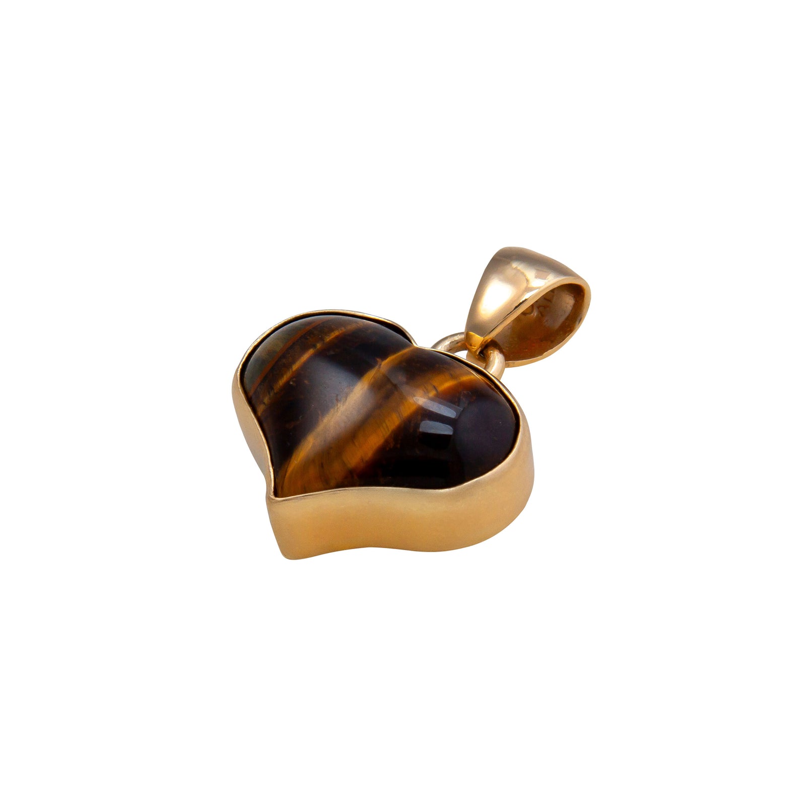 Alchemia Tiger Eye Deep Carved Heart Pendant | Charles Albert Jewelry